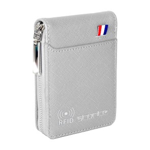 Storite Imported RFID PU Leather 9 Slot Vertical Credit Debit Card Holder Money Wallet Zipper Coin Purse for Men Women (Grey,11.5x2x8Cm)