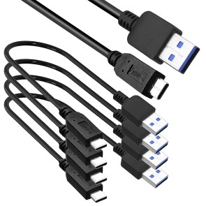 SAITECH IT 4 Pack 30 cm Type-C to USB-A 3.0 Male Fast Charging Cable High Speed 5Gbps Sync Data Cable - Black