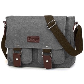 Storite Lightweight Canvas Cross Body Travel Office Business Satchel Messenger One Side Shoulder Bag for Men & Women for Work & Office (30x25x9 cm, Grey)