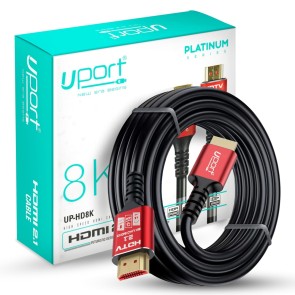 UPORT 8K HDMI Cable HDMI 2.1 Ultra High Speed 48Gbps with eARC Supports 8K@60Hz, 4K@120Hz for Superior Video and Sound Quality, Compatible for PC Soundbar, TV, Monitor, Laptop – 5M