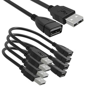 SaiTech IT 4 Pack (15cm - 6inch) Adjustable Flexible USB 2.0 Male to Female Extension Plug / Socket Adapter Cable - Worlds Shortest USB 2.0 Extension Cable