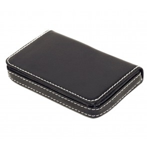 Wholesale Stylish Pocket Sized Stitched Leather Visiting Card Holder for Keeping Business Cards, Debit Cards, Credit Cards and more-Leather Black