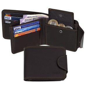 Storite 7 Slot Pu Leather Large Debit Credit Card Holder Wallet Coin Purse for Men & Women (Dark Brown, 10x 12 cm)