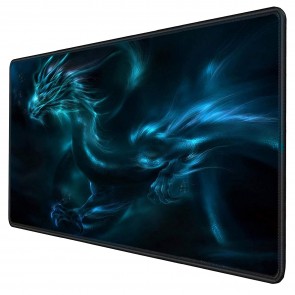 RiaTech Extra Large Size (900mm x 400mm x 2mm) Blue Dragon Print Mouse pad Extended Gaming Mouse pad with Stitched Embroidery Edges, Non-Slip Rubber Base Computer Waterproof Keyboard Pad for Office & Home