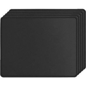 5 Pack Mouse Pad with Stitched Edges Mousepads Bulk Non-Slip Rubber Base, Waterproof Coating Mouse Pads for Computers, Laptop, Office & Home -(250mm x 210mm x 2mm) - Black Border
