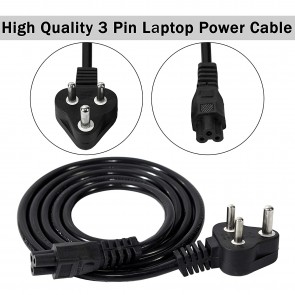 Storite Universal 3 Pin Laptop Power Cable Cord - (1M, Black)