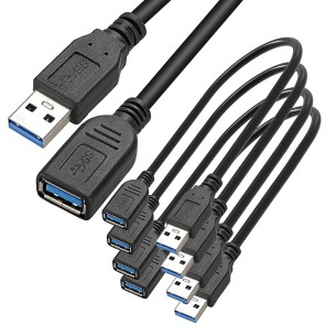 SaiTech IT 4 Pack Short Length 30cm USB 3.0 Extension Cable, USB 3.0 A Male to Female Extender Cable