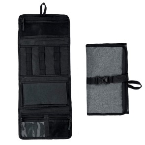 Storite Organizer Pouch Bag for Small Electronic and Accessories Gadgets Kit Case Foldable and Storage Pouch for Travel Handbag Multiple Storage Compartment - Grey