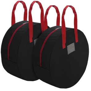 DAHSHA 2 Pack 93 Liter Large Size Clothes Storage Bag Nylon Multi-Purpose Blankets Toys Storage Organizer with Zipper Closure and Red Strong Handles (Black/Red, 60x23 cm)