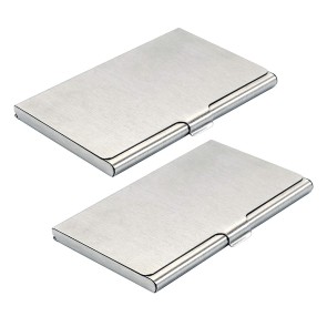 DAHSHA 2 Pack Steel ATM/Visiting/ID Card/Credit Card/Business Card Case Holder for Men Women - Silver