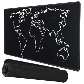 Storite World Map Extra Large 1200x600x5mm Speed Type Extended Gaming Mouse Pad with Stitched Embroidery Edges,Non-Slip Rubber Base Desk Mat Keyboard Pad for Laptop/Computer Office PC & Home - Black