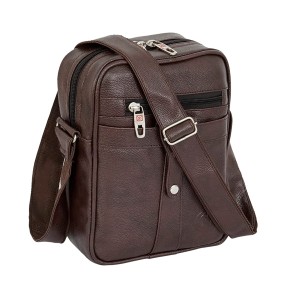 Storite Stylish PU Leather 9.7-inch Tablet Padded Sling Cross Body Travel Office Business Messenger One Side Bag for Men Women (25x20x7, Brown)