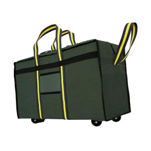 NISUN Canvas 90 Liter Large Strong Travel Luggage Duffel Storage Bag with Six Wheels & Front Transparent Pocket (Olive Green -73 x 27.5 x 45 cm)
