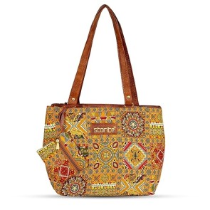 Storite Women's Tote Bag With Leather Handles & Embroidery Printed Handbag With Zip Pockets, Shoulder Tote Bag And Handbag For Office And College (25.5x10x25cm) Yellow