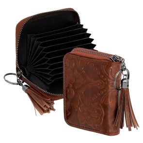 Storite 9 Slot Credit Debit Card Holder Money Wallet Zipper Coin Purse for Men Women (Brown, 10.5 X 8 X 2.5 cm)