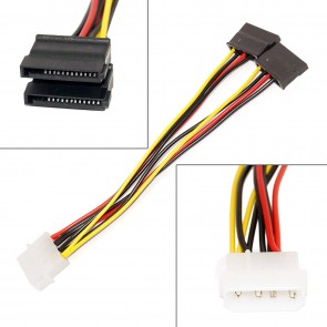 Storite (6 Inch) Serial ATA (SATA) Dual Power Adapter Y Cable LP4 4-Pin 2X 15-Pin 