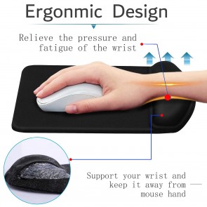 RiaTech Ergonomically Designed Non-Slip PU Base Anti-Skid Mouse Pad with Gel Wrist Rest Support, Water Resistance Gaming Mouse Mat for Computer & Laptop-Black (Square Shape,190 x 245 x 4mm)