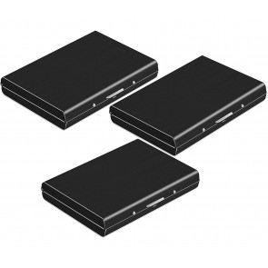 Storite 3 Pack 6 Slots Stainless Steel RFID Blocking Metal Credit Card Holder (Black)