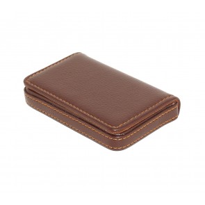 Wholesale Stylish Pocket Sized Stitched Leather Visiting Card Holder ( Coffee Brown)