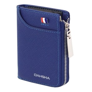 DAHSHA Imported PU Leather 9 Slot Horizontal Credit Debit Card Holder Money Wallet Zipper Coin Purse for Men Women (Blue, 11 x 2 x 7.5Cm)