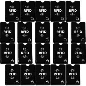 SAITECH IT 20 Pcs RFID Blocking Credit Card Holders Sleeves for Identity Theft Protection, Perfectly Fits in Wallet/Purse-Black