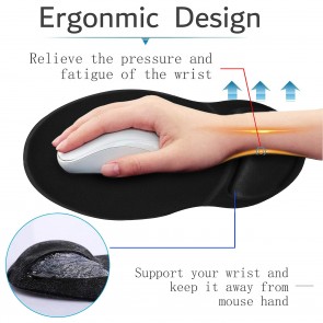 RiaTech Ergonomically Designed Non-Slip PU Base Anti-Skid Mouse Pad with Gel Wrist Rest Support, Water Resistance Gaming Mouse Mat for Computer & Laptop (D Shape ,250 x 210 x 3mm)