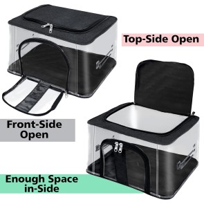 Storite 3 Pack Nylon 33 L PVC Transparent Moisture Proof Storage box for Clothes Closet Wardrobe Organizer Saree Bags for Clothes with Carry Handle - (Black, 44 x 31 x 24 cm)