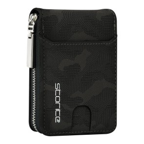Storite PU Leather 9 Slot Vertical Credit Debit Card Holder Money Wallet Zipper Coin Purse for Men Women - (11.5 Cm X 8 Cm X 2Cm -Black)