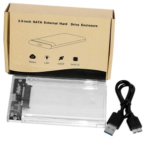 DAHSHA 2.5 inch USB 3.0 External Hard Disk Enclosure Adapter, External Portable USB 3.0 to SATA Transparent Hard Drive Enclosure for 2.5 Inch SATA HDD/SSD, Support SATA III