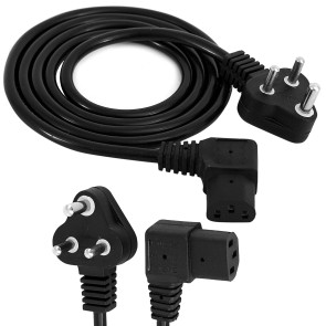 Storite 90 Degree L Shape 1.5m 3 Pin PC Power Cable IEC Mains Kettle Lead Replacement Cord for Desktop, Monitor & Printer - Black