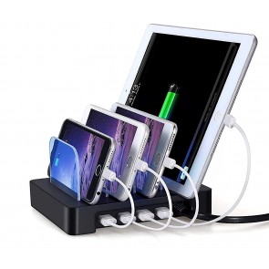 Storite Multi 4 Port Detachable Desktop USB Charging Station Dock Stand Organizer with (34W) for Smartphones Tablets - Black