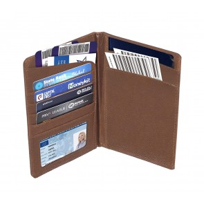 Storite Leather Travel Passport Holder Wallet for Credit Debit Card Ticket Money Cash Currency Boarding Pass- Dark Brown