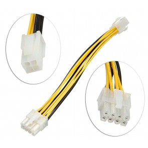 RiaTech 8 Inch ATX 4 Pin Male to EPS 8Pin Female Power-Cable Adapter CPU Power Cable