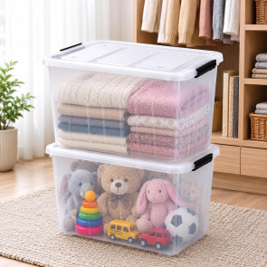 Storite 2 Pack 70 Ltr Plastic Storage Box Container With Wheels