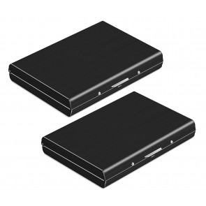 Storite 2 Pack 6 Slots Stainless Steel RFID Blocking Metal Credit Card Holder (Black)