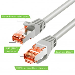 Storite Cat-6 RJ45 Network Ethernet LAN Patch Cable for Laptop Desktop PC Router Server Rack (Grey) -15M