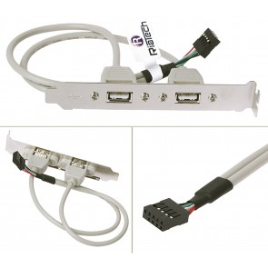 Wholesale USB 2.0 Header - Dual 9 pin Header to 2 Ports USB 2.0 Female Cable Back PCI Panel Bracket For Desktop Computer