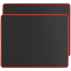 RiaTech 2 Pack (250mm x 210mm x 2mm) Gaming Mouse Pad for Laptop/Computer with Stitched Embroidery Edges and Water Resistance Coating Natural Rubber Non Slippery Rubber Base - Black with Red Border