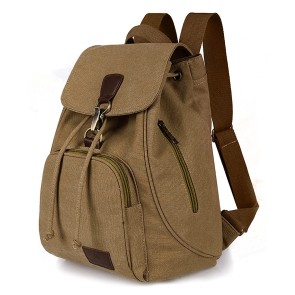Storite Vintage Canvas Backpack for men & Women, Lightweight student bag, Casual Shoulder Bag with Drawstring Travel Daypack – Brown