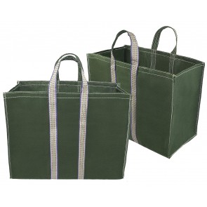 Storite Pack Of 2 Canvas Grocery Shopping Bags with Reinforced Handles (40x20x33-cm, Green)