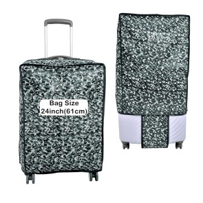 Storite 24 Inch Zippered Nylon Military Print Trolley Bag Cover/Suitcase Bag Cover/Waterproof Dustproof Luggage Cover with Transparent ID Pocket for Wheeled Luggage Bags (Grey, 56 x 29 x 41 Cm)