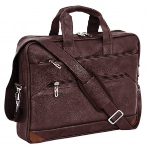 Storite PU Leather 14 Inch Laptop Shoulder Messenger Sling Office Business Travel Bag for Men & Women (39cm x 29cm x 6cm, Dark Brown)