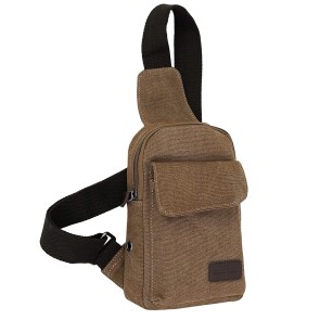 Storite Crossbody Shoulder/Canvas Chest Sling Bag for Men Women, Lightweight One Strap Sling backpack for travelling - (23.5x14x5 cm, Brown)