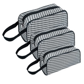 SNDIA Travel Makeup Pouch Set Toiletries Bag Cosmetic Organizer Bag for Women and Girls Toiletry Storage Kit Set of 4 (Grey/Black -22 x 10.5 x 8 Cm)