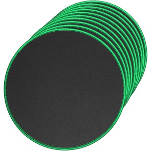 10 Pack Round Mouse Pad with Stitched Edges Mousepads Bulk Non-Slip Rubber Base, Waterproof Coating Mouse Pads for Computers, Laptop, Office & Home -(230mm x 230mm x 2mm) - Black with Green Border