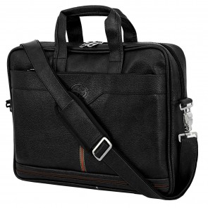 Storite PU Leather14 inch Laptop Shoulder Messenger Sling Office Travel Bag for Men & Women (39cm x 29cm x 6cm, Black)