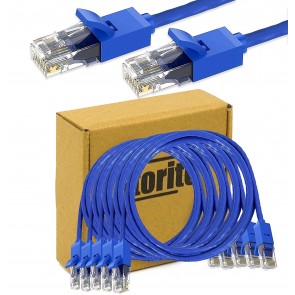 Storite 5 Pack Cat 6 Lan Cable, High Speed Gigabit Internet Network RJ45 Ethernet Patch Cable - Blue, 1.5m