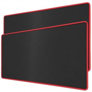 RiaTech 2 Pack Large Size Extended Mouse Pad with Stitched Embroidery Edge Non-Slip Rubber Base Mouse Pad for Laptop/Computer- (600mm x 300mm x 2mm) Black with Red Border