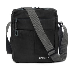 DAHSHA Nylon Padded Cross Body Messenger Sling Bag Travel Office Business Messenger one Side Shoulder Bag for Men Women (Black, 20 X 9 x 26 cm)