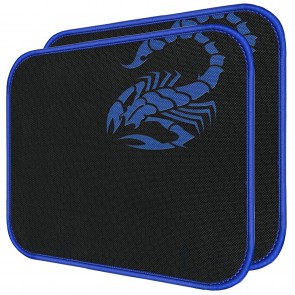 RiaTech 2 Pack (250mm x 210mm x 2mm) Mouse Pad with Scorpio Print, Antifray Stitched Edges, Non-Slip Rubber Base Mousepad for Laptop, Computer, PC Office & Home - Black with Blue Border